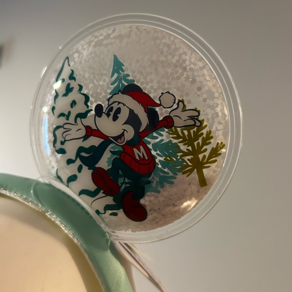 Disney Parks Mickey and Minnie Festive Snow Globe Ears Headband - Picture 2 of 6